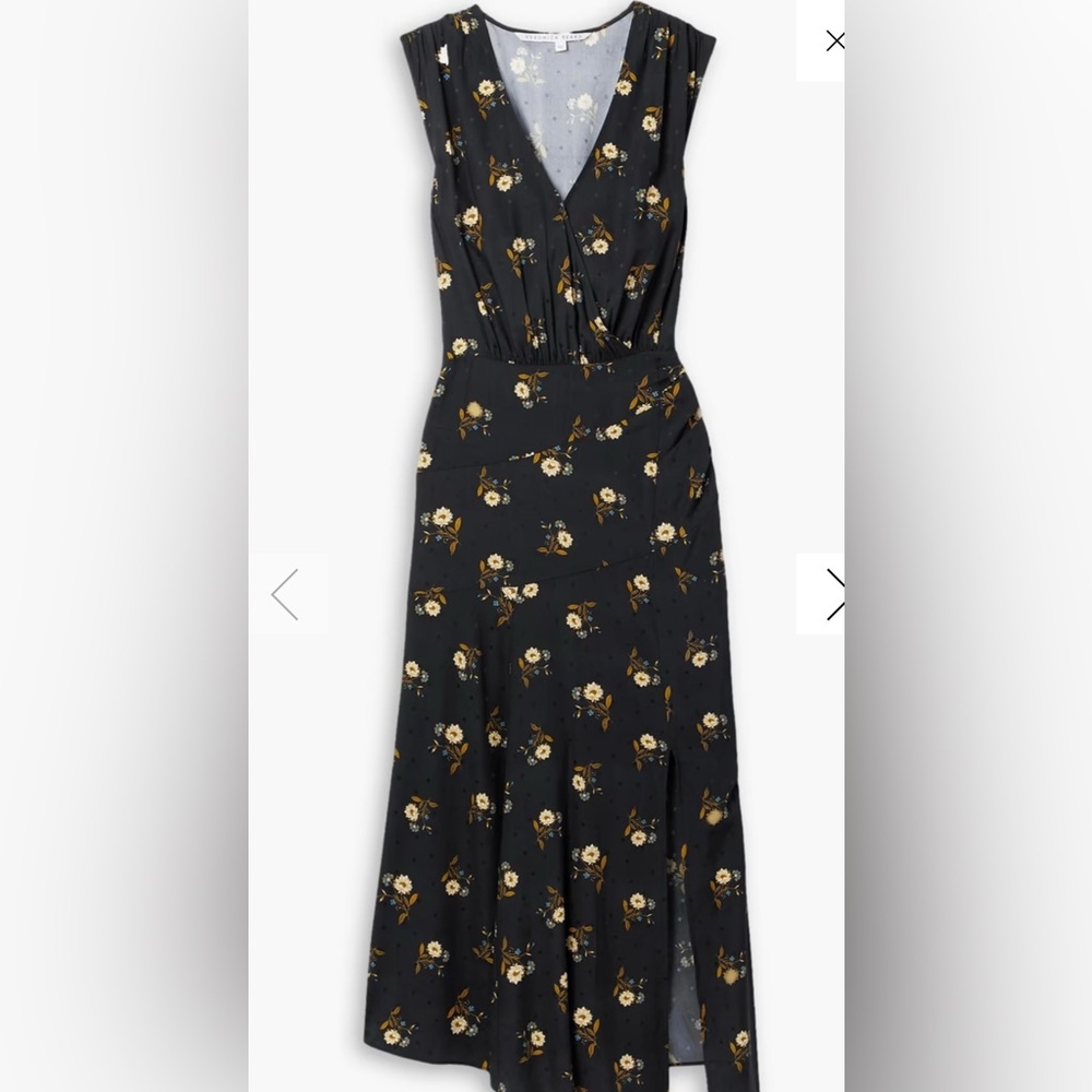 Veronica Beard Wixson Floral Silk Blend Maxi Dress -NWT Size 14 -Black Midi Slit